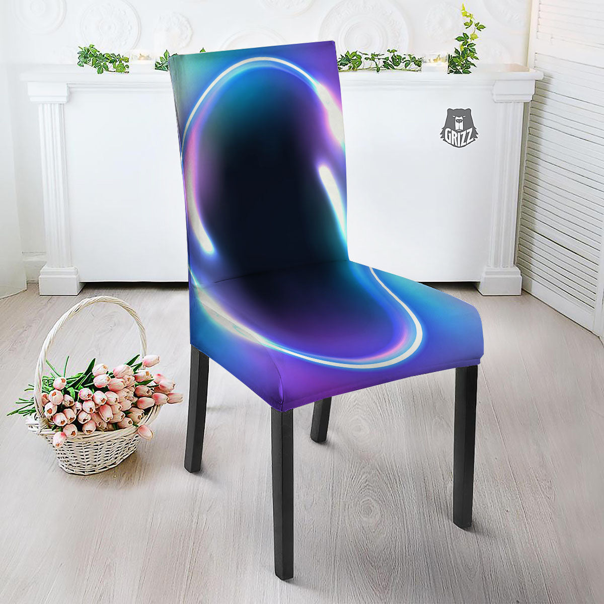 Bubble Rave Print Dining Chair Slipcover-grizzshop
