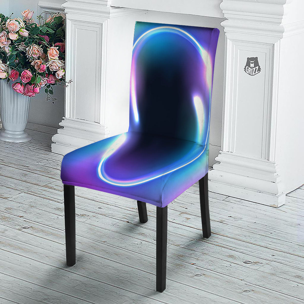 Bubble Rave Print Dining Chair Slipcover-grizzshop