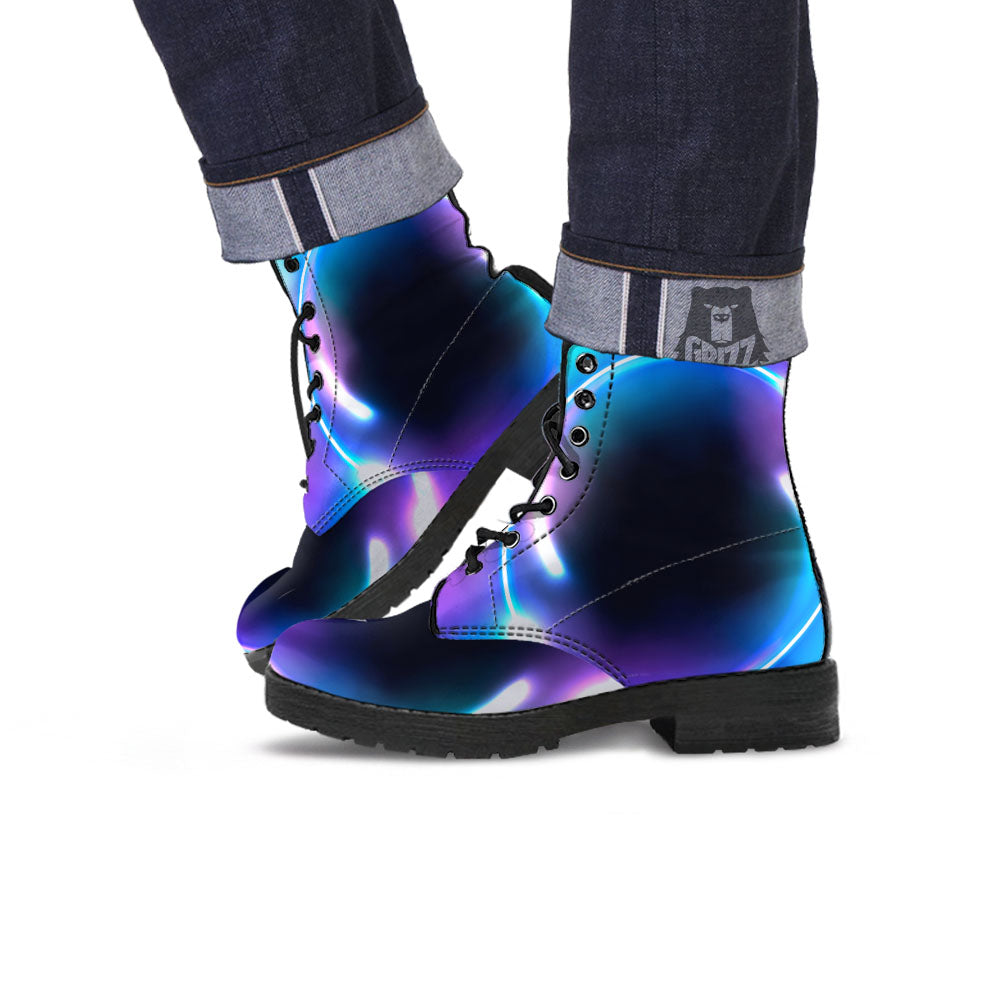 Bubble Rave Print Leather Boots-grizzshop