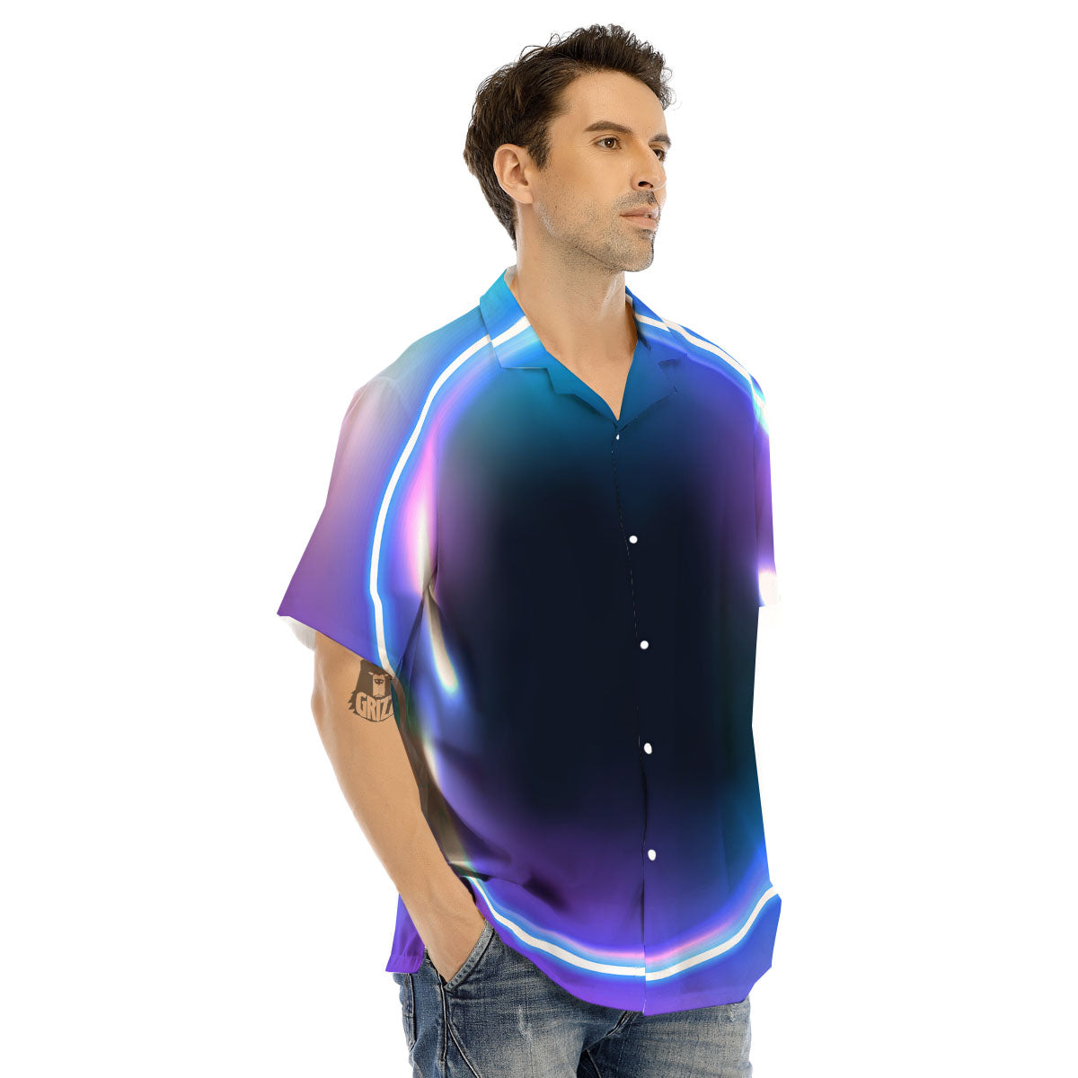 Bubble Rave Print Men's Hawaiian Shirt-grizzshop