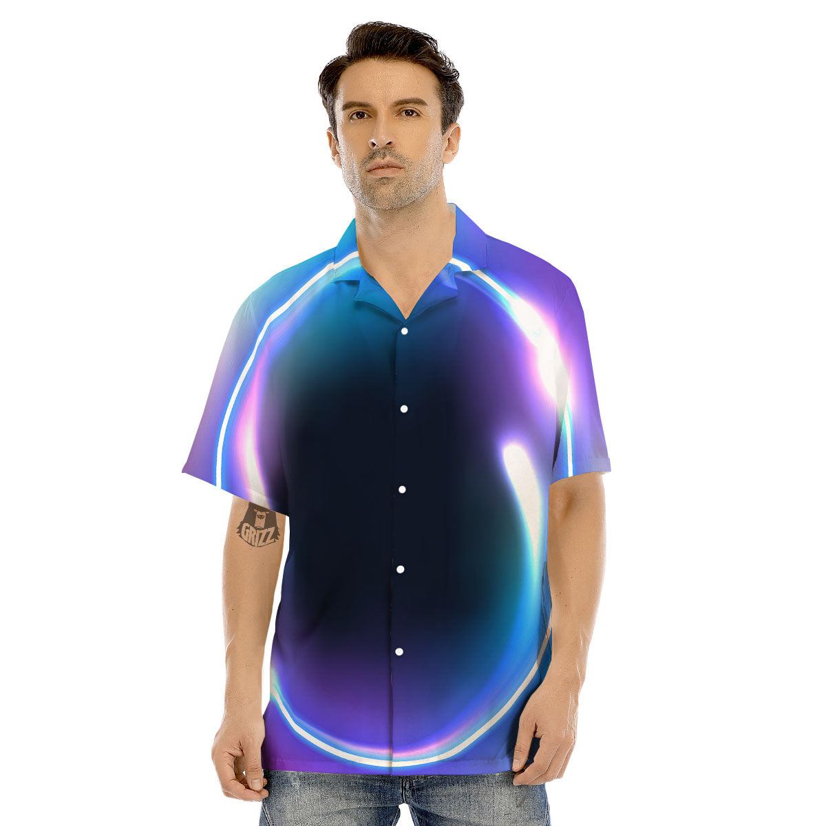Bubble Rave Print Men's Hawaiian Shirt-grizzshop