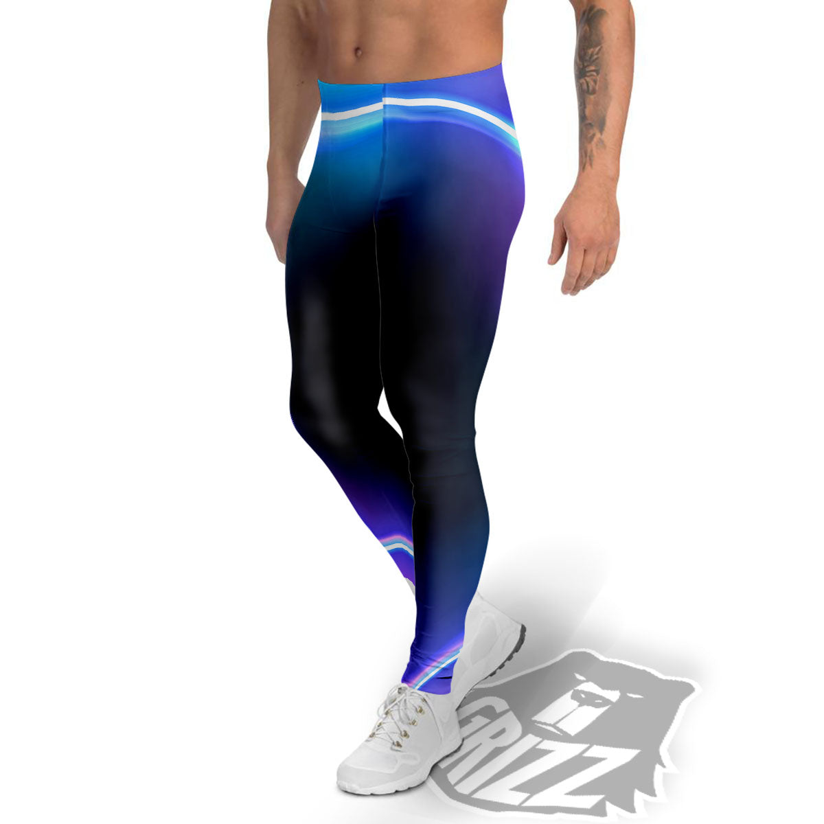 Bubble Rave Print Men's Leggings-grizzshop