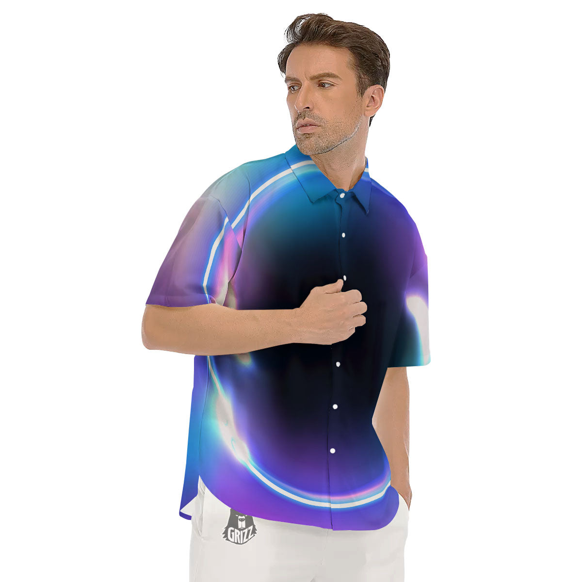 Bubble Rave Print Men's Short Sleeve Shirts-grizzshop