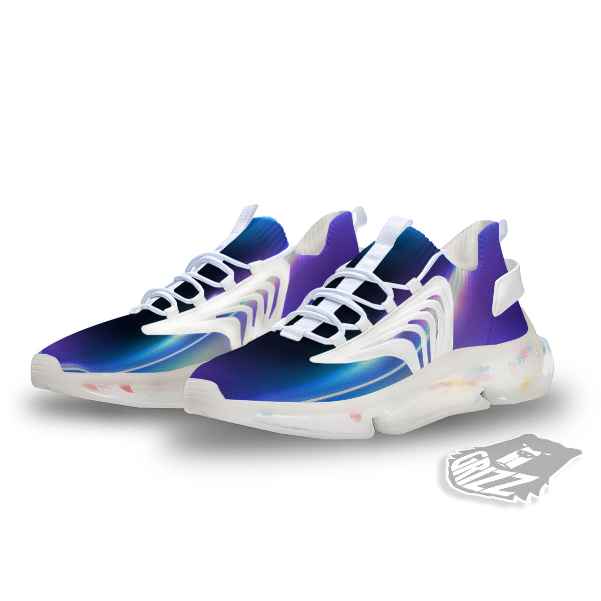 Bubble Rave Print White Gym Shoes-grizzshop