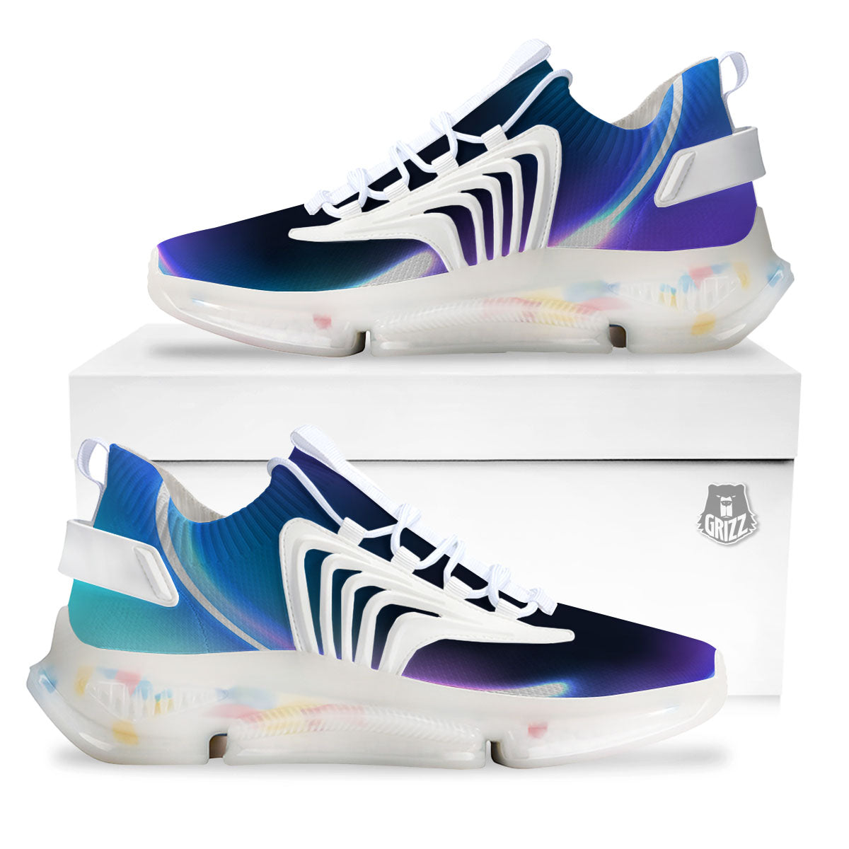 Bubble Rave Print White Gym Shoes-grizzshop