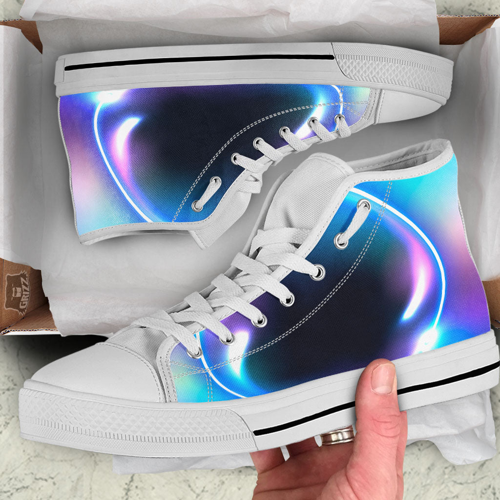Bubble Rave Print White High Top Shoes-grizzshop