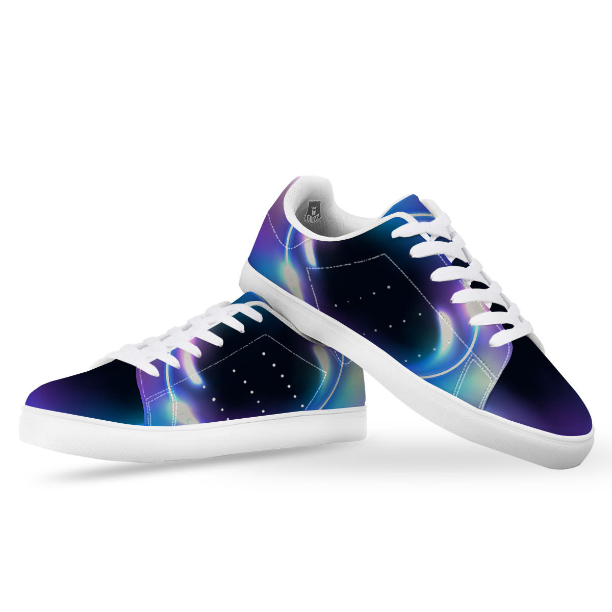 Bubble Rave Print White Low Top Sneakers-grizzshop