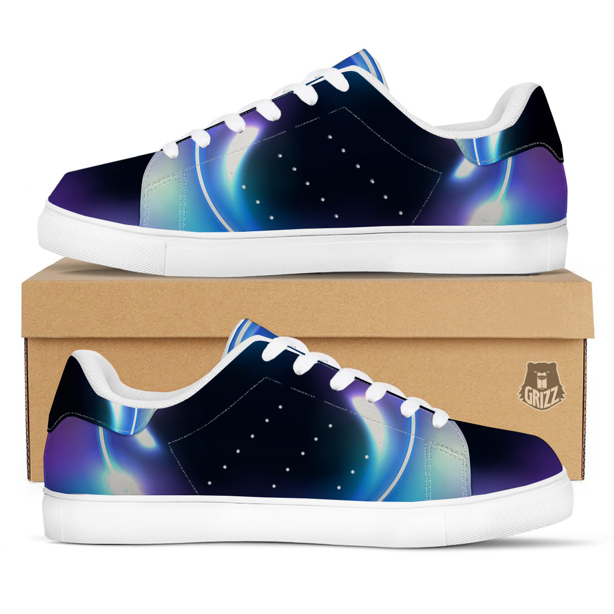 Bubble Rave Print White Low Top Sneakers-grizzshop