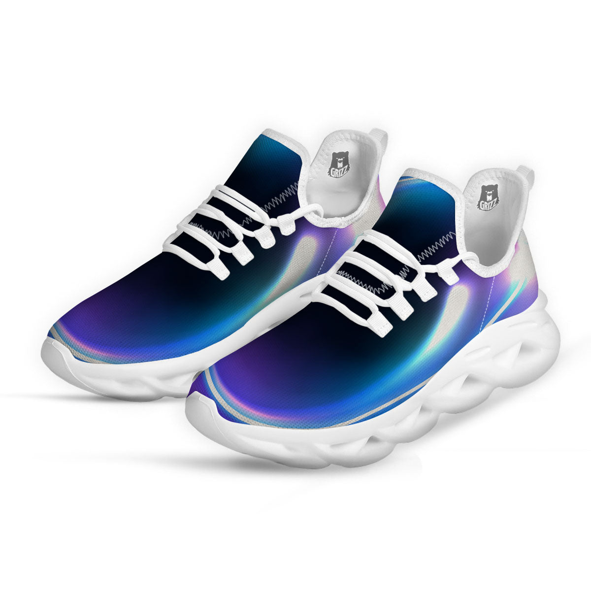 Bubble Rave Print White Running Shoes-grizzshop
