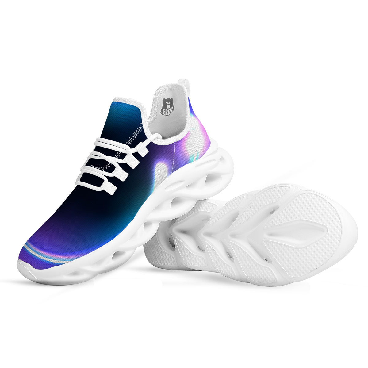 Bubble Rave Print White Running Shoes-grizzshop