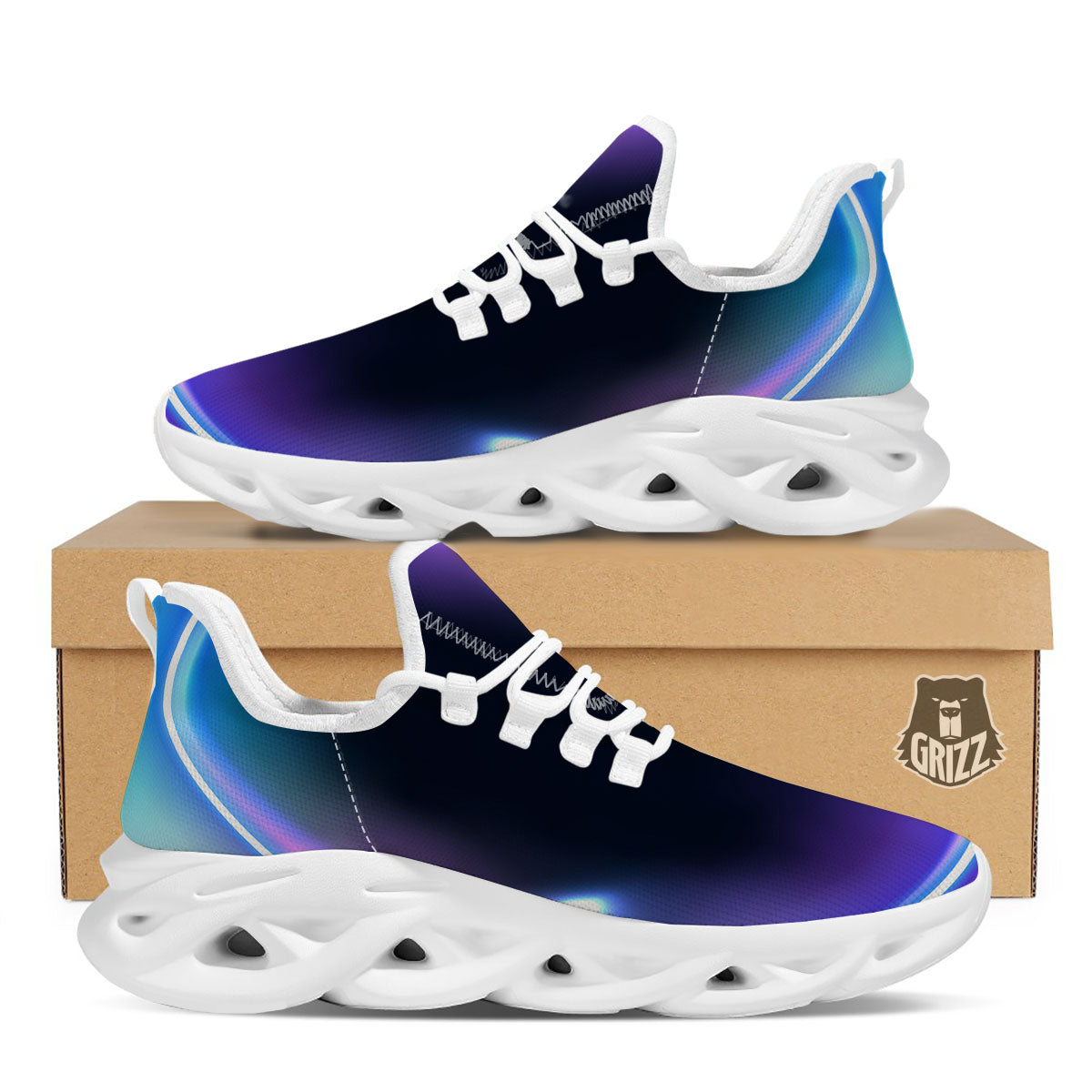 Bubble Rave Print White Running Shoes-grizzshop