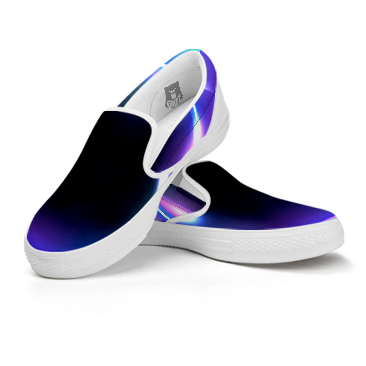Bubble Rave Print White Slip On Shoes-grizzshop