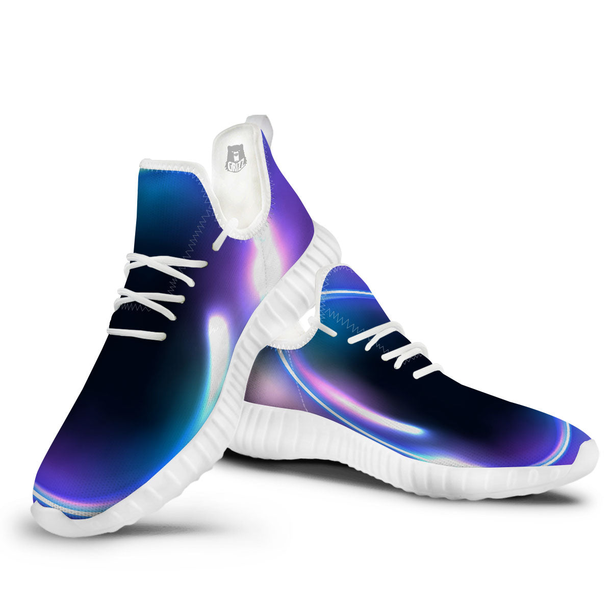 Bubble Rave Print White Walking Shoes-grizzshop