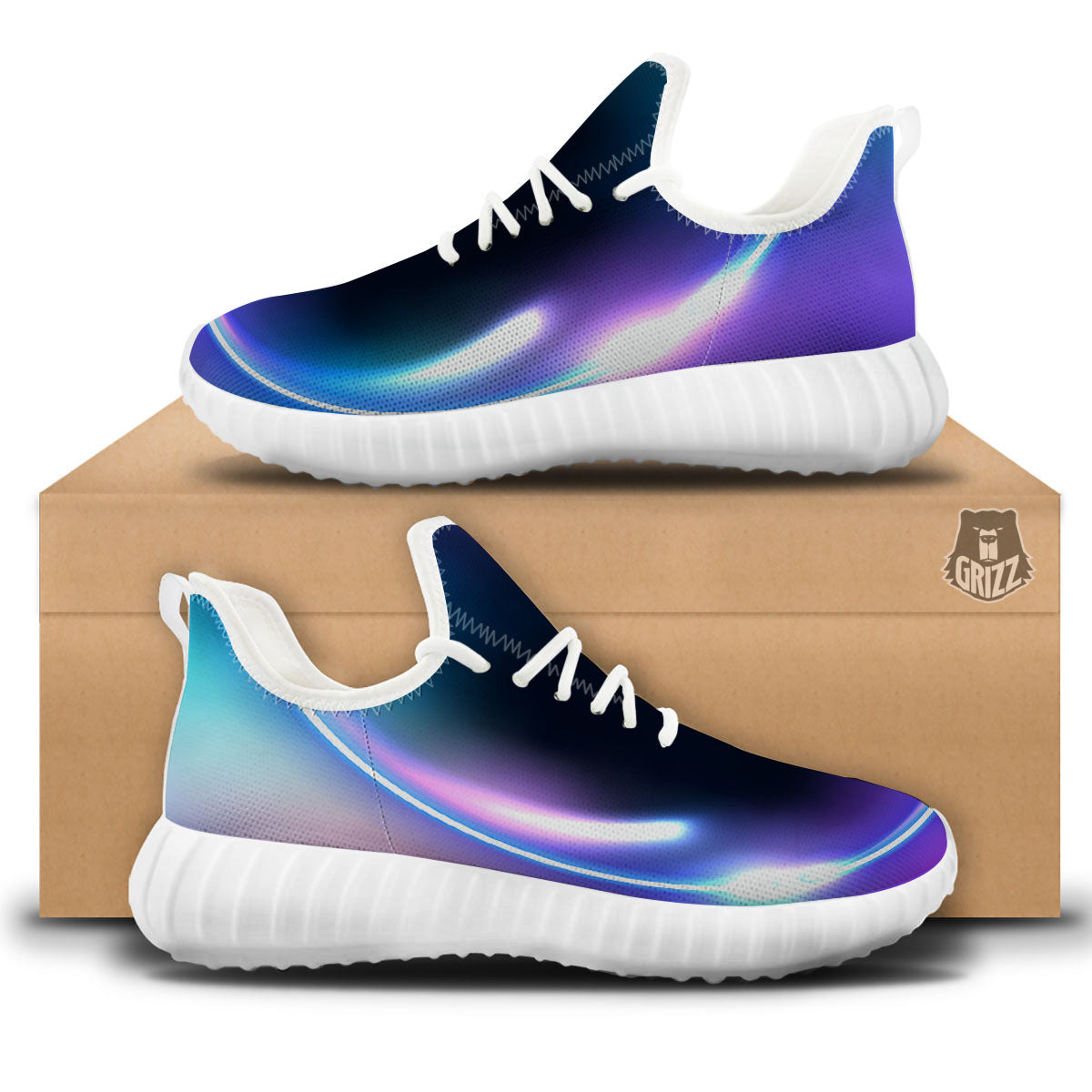 Bubble Rave Print White Walking Shoes-grizzshop