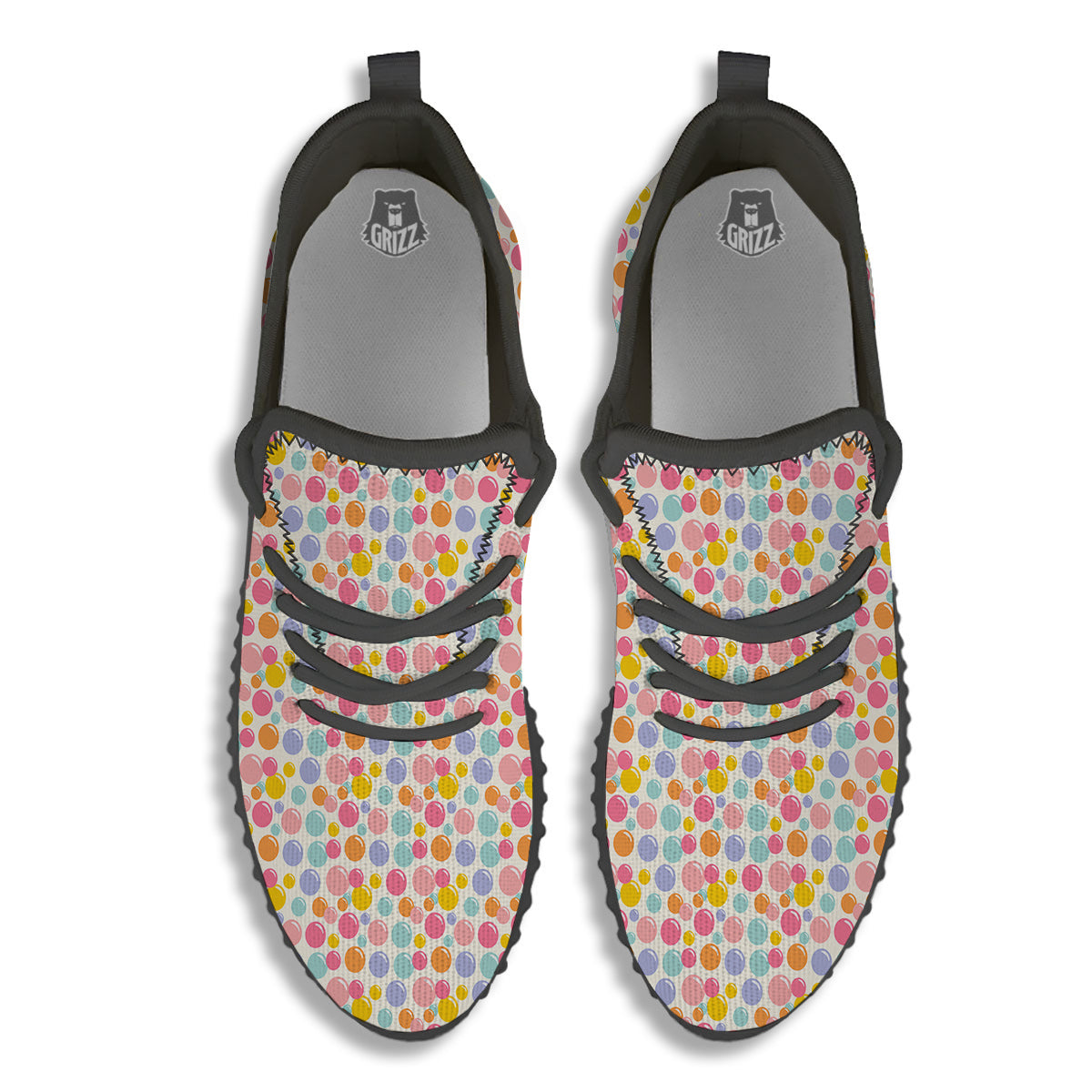 Bubble Soap Colorful Print Black Walking Shoes-grizzshop