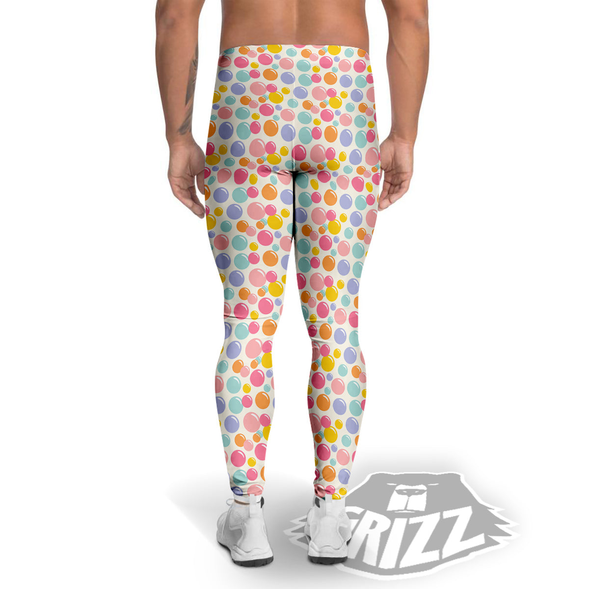 Bubble Soap Colorful Print Men's Leggings-grizzshop