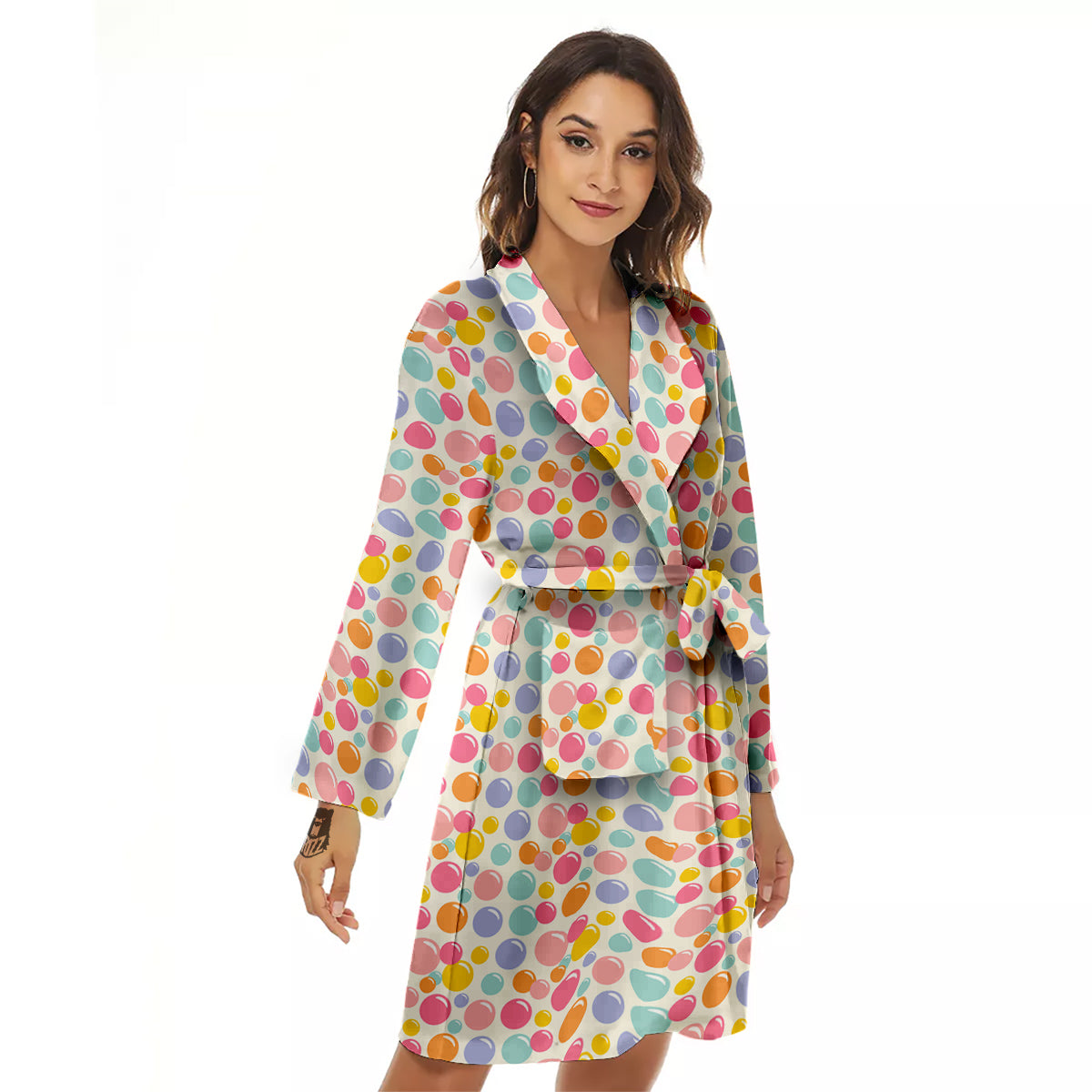Bubble Soap Colorful Print Women's Robe-grizzshop