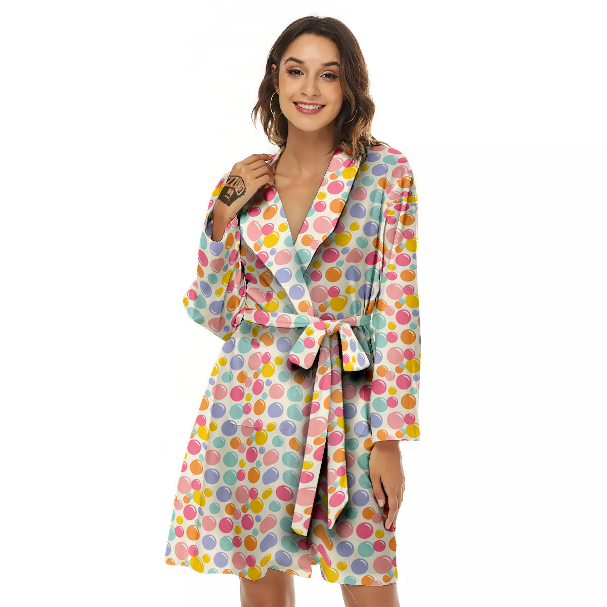Bubble Soap Colorful Print Women's Robe-grizzshop