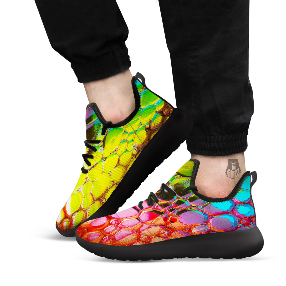 Bubble Soap Psychedelic Print Black Athletic Shoes-grizzshop