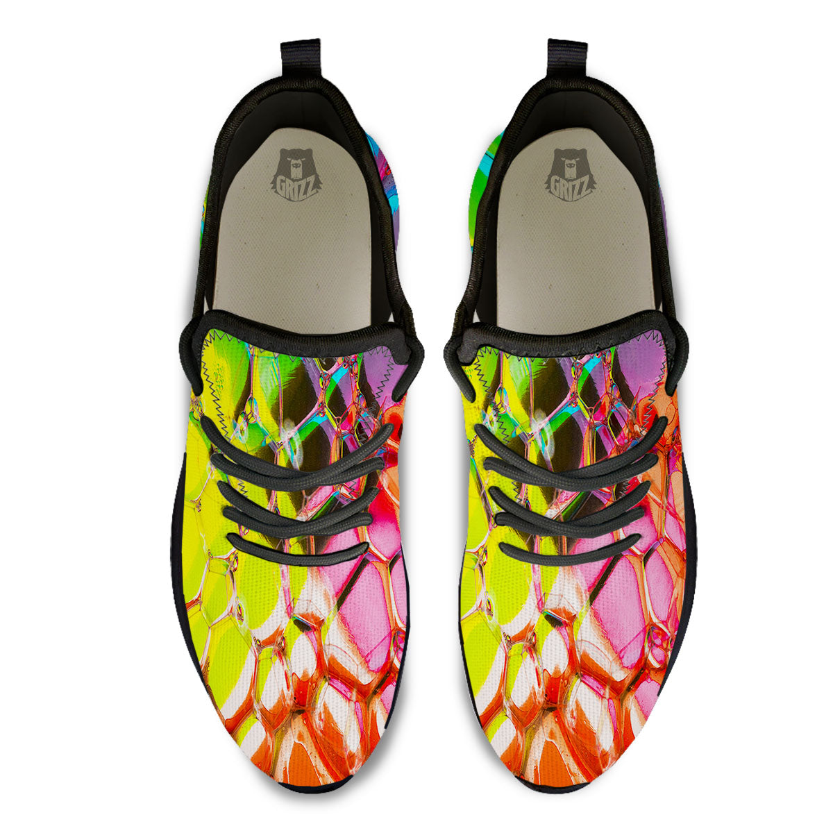 Bubble Soap Psychedelic Print Black Athletic Shoes-grizzshop