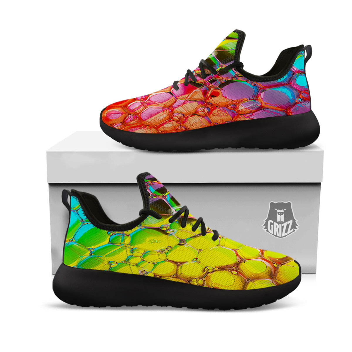 Bubble Soap Psychedelic Print Black Athletic Shoes-grizzshop