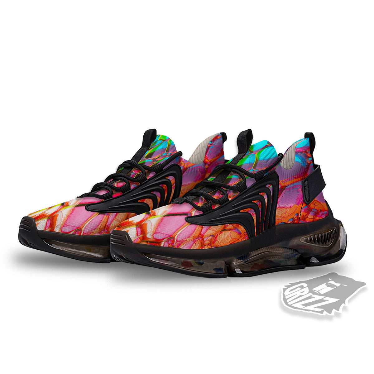 Bubble Soap Psychedelic Print Black Gym Shoes-grizzshop