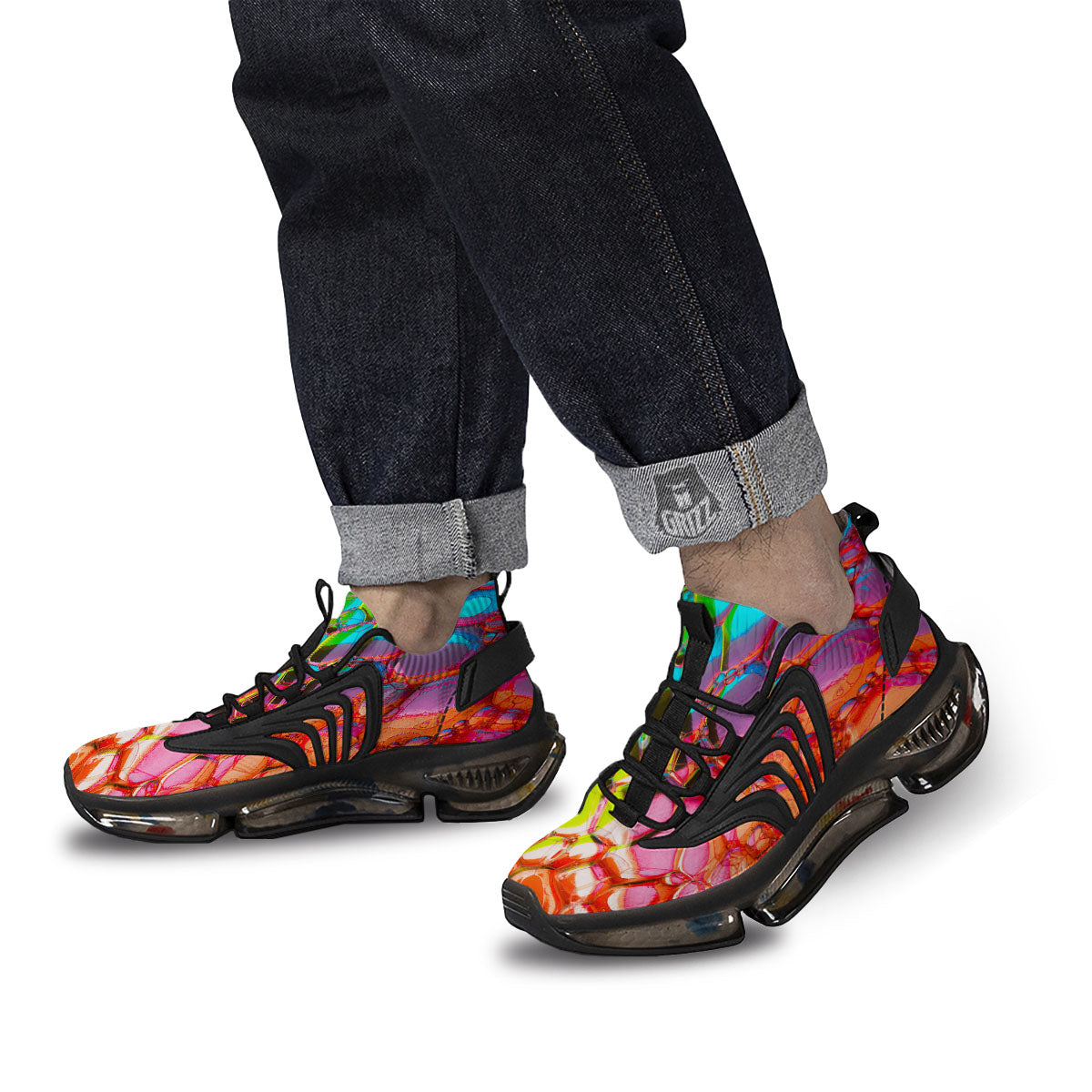 Bubble Soap Psychedelic Print Black Gym Shoes-grizzshop