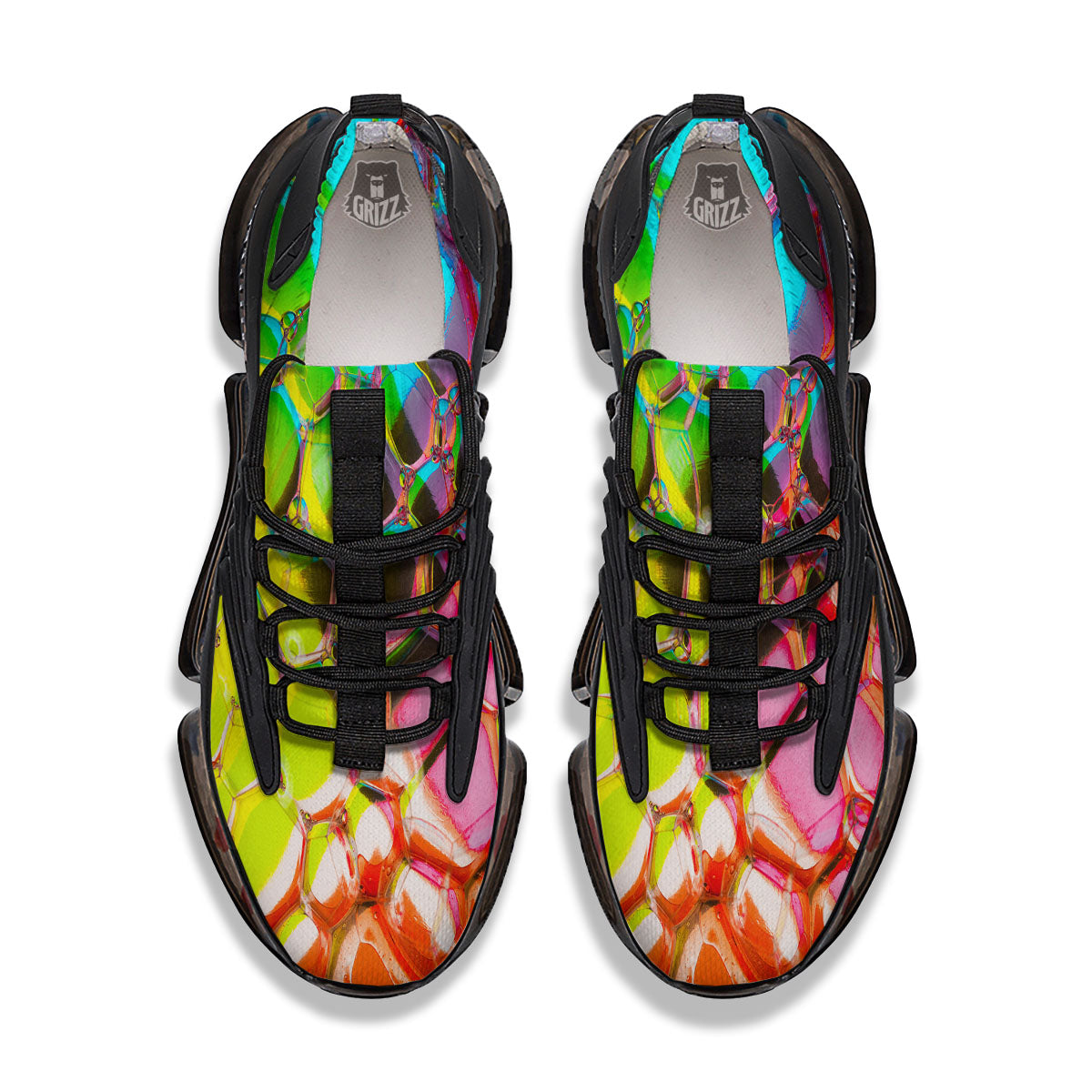 Bubble Soap Psychedelic Print Black Gym Shoes-grizzshop