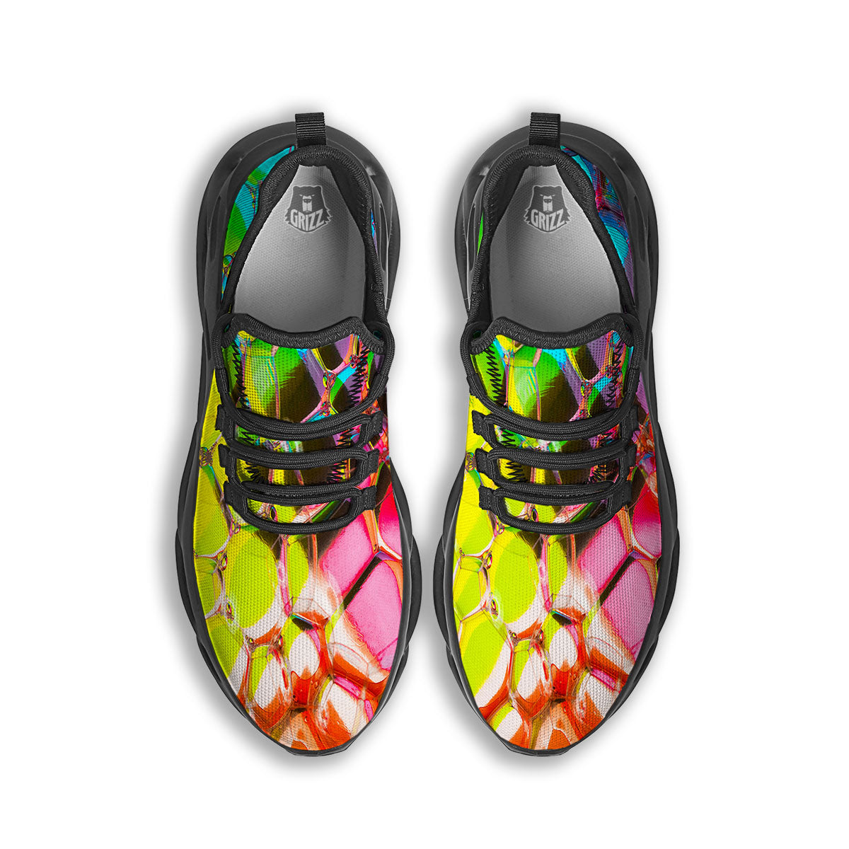 Bubble Soap Psychedelic Print Black Running Shoes-grizzshop