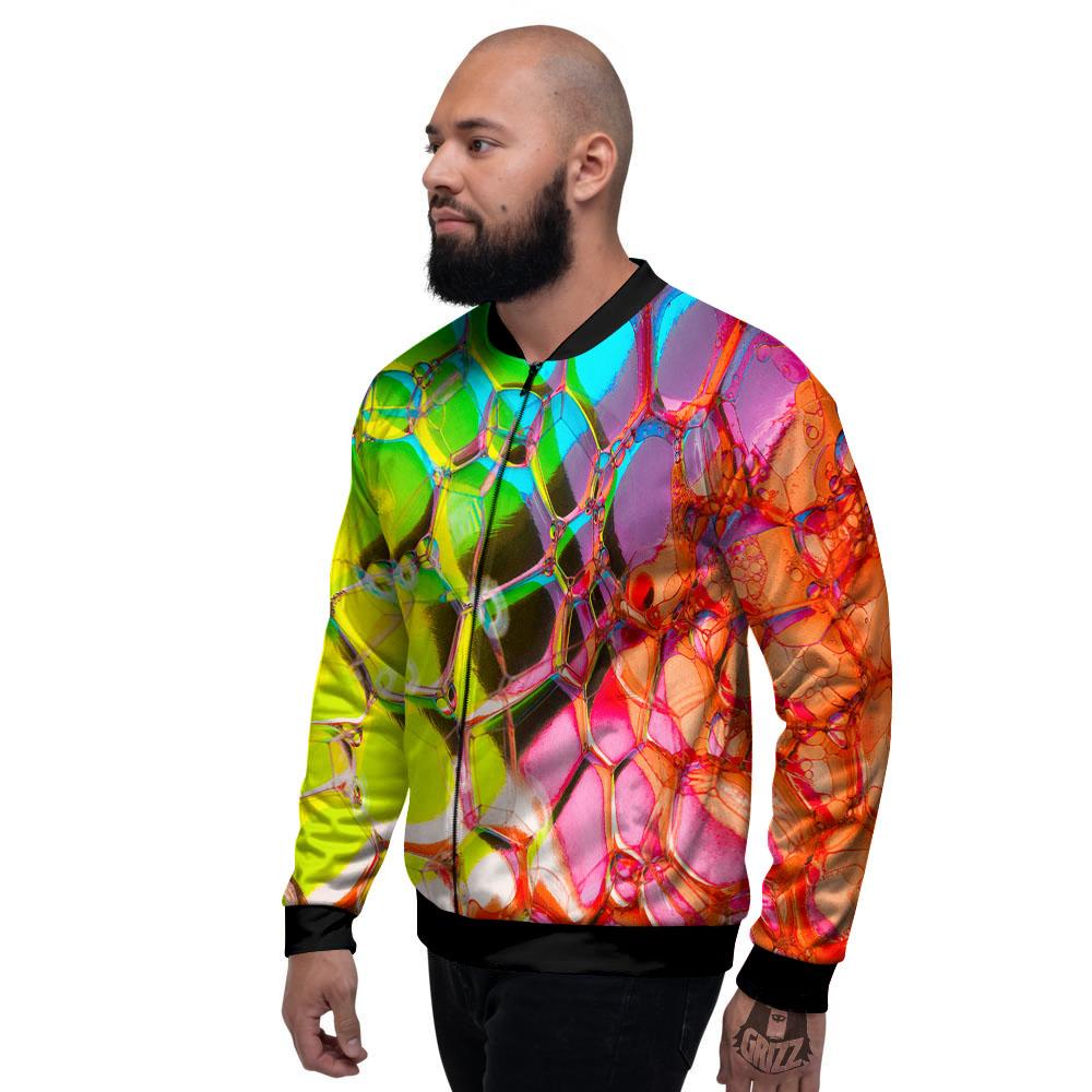 Bubble Soap Psychedelic Print Men's Bomber Jacket-grizzshop