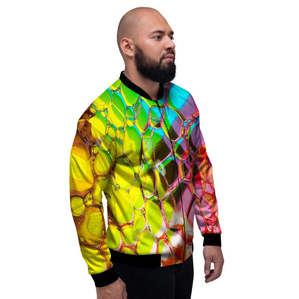 Bubble Soap Psychedelic Print Men's Bomber Jacket-grizzshop