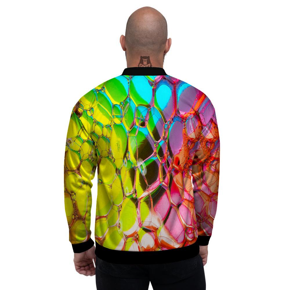 Bubble Soap Psychedelic Print Men's Bomber Jacket-grizzshop