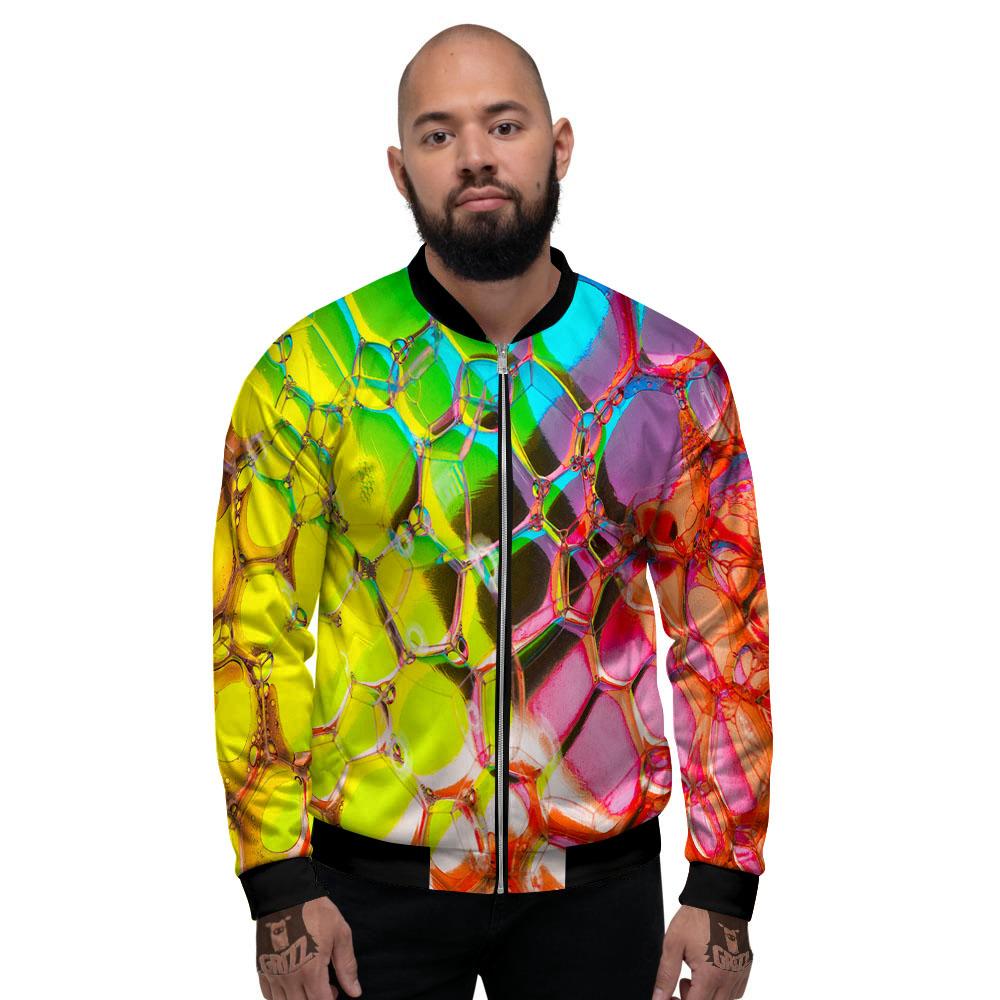 Bubble Soap Psychedelic Print Men's Bomber Jacket-grizzshop