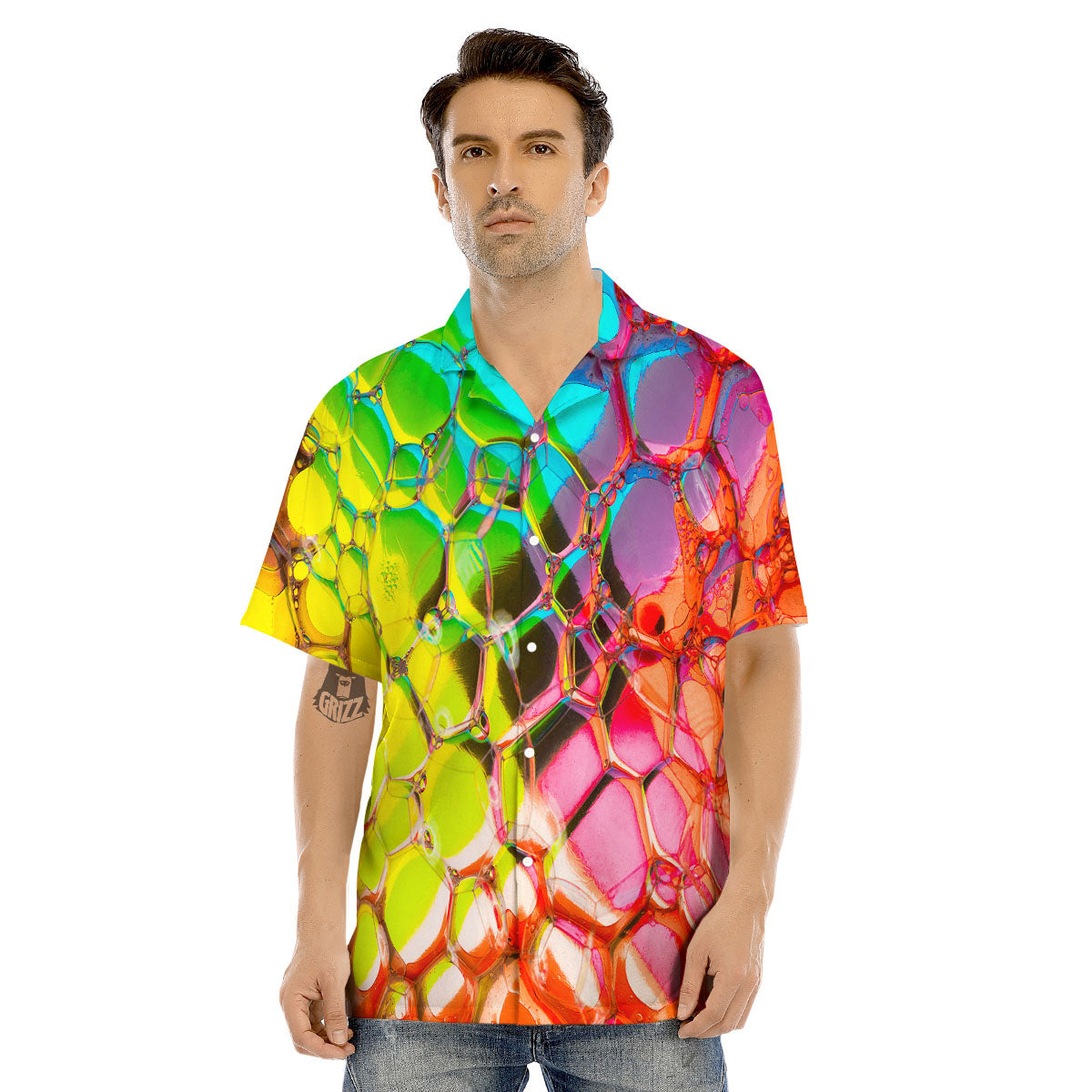 Bubble Soap Psychedelic Print Men's Hawaiian Shirt-grizzshop