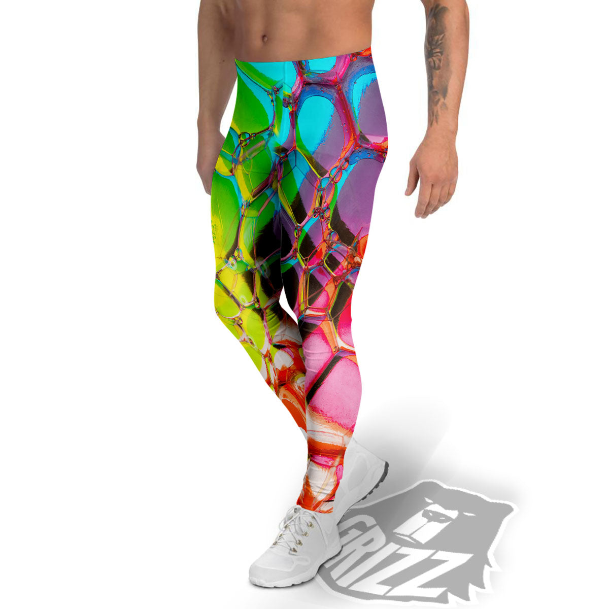 Bubble Soap Psychedelic Print Men's Leggings-grizzshop