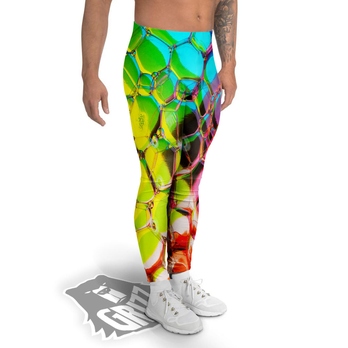 Bubble Soap Psychedelic Print Men's Leggings-grizzshop