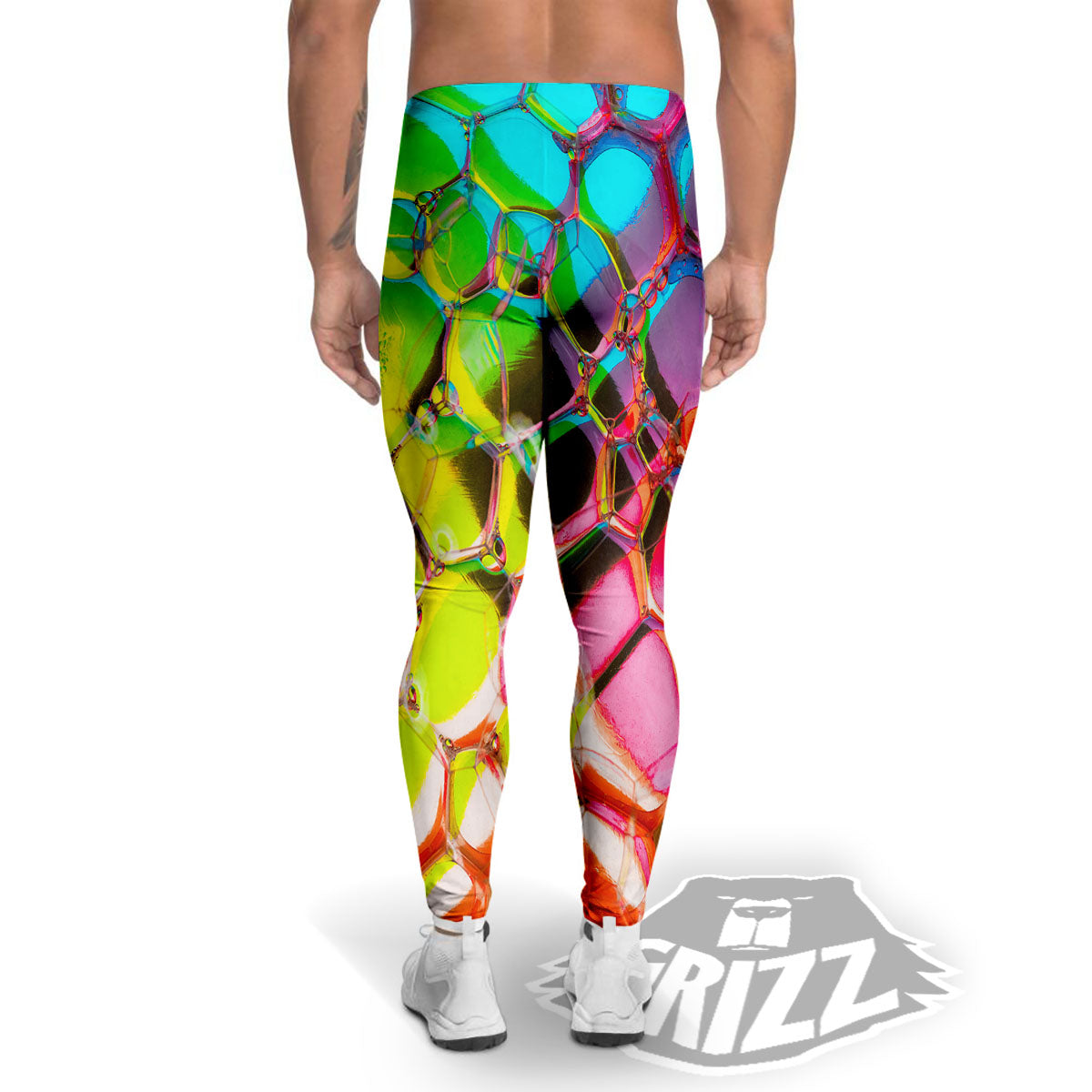 Bubble Soap Psychedelic Print Men's Leggings-grizzshop