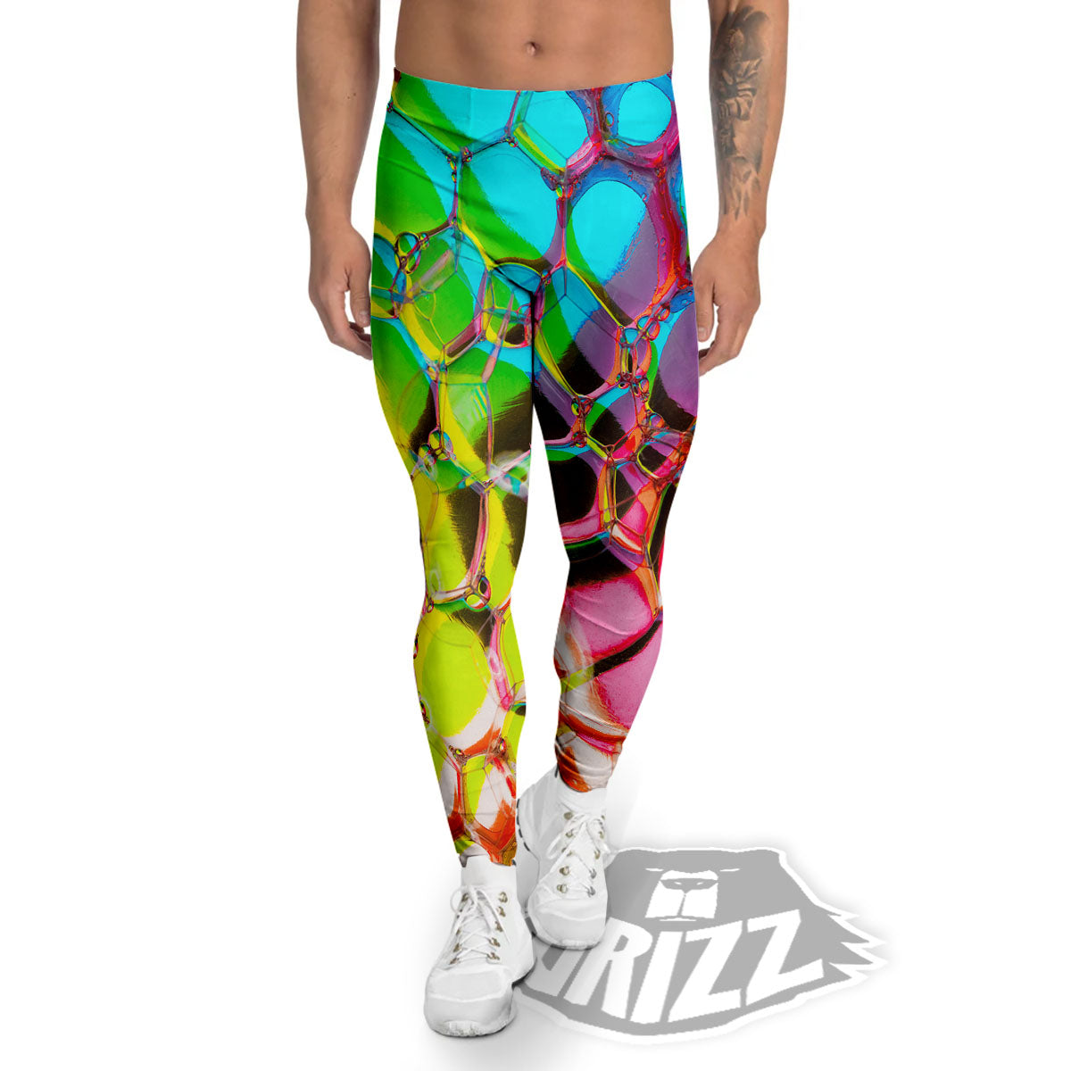 Bubble Soap Psychedelic Print Men's Leggings-grizzshop