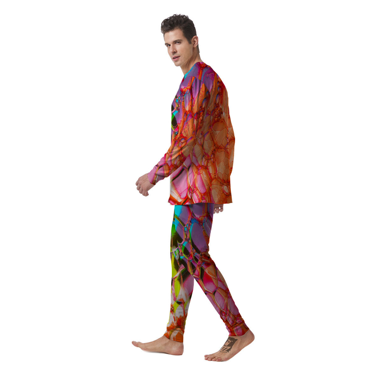 Bubble Soap Psychedelic Print Men's Pajamas-grizzshop