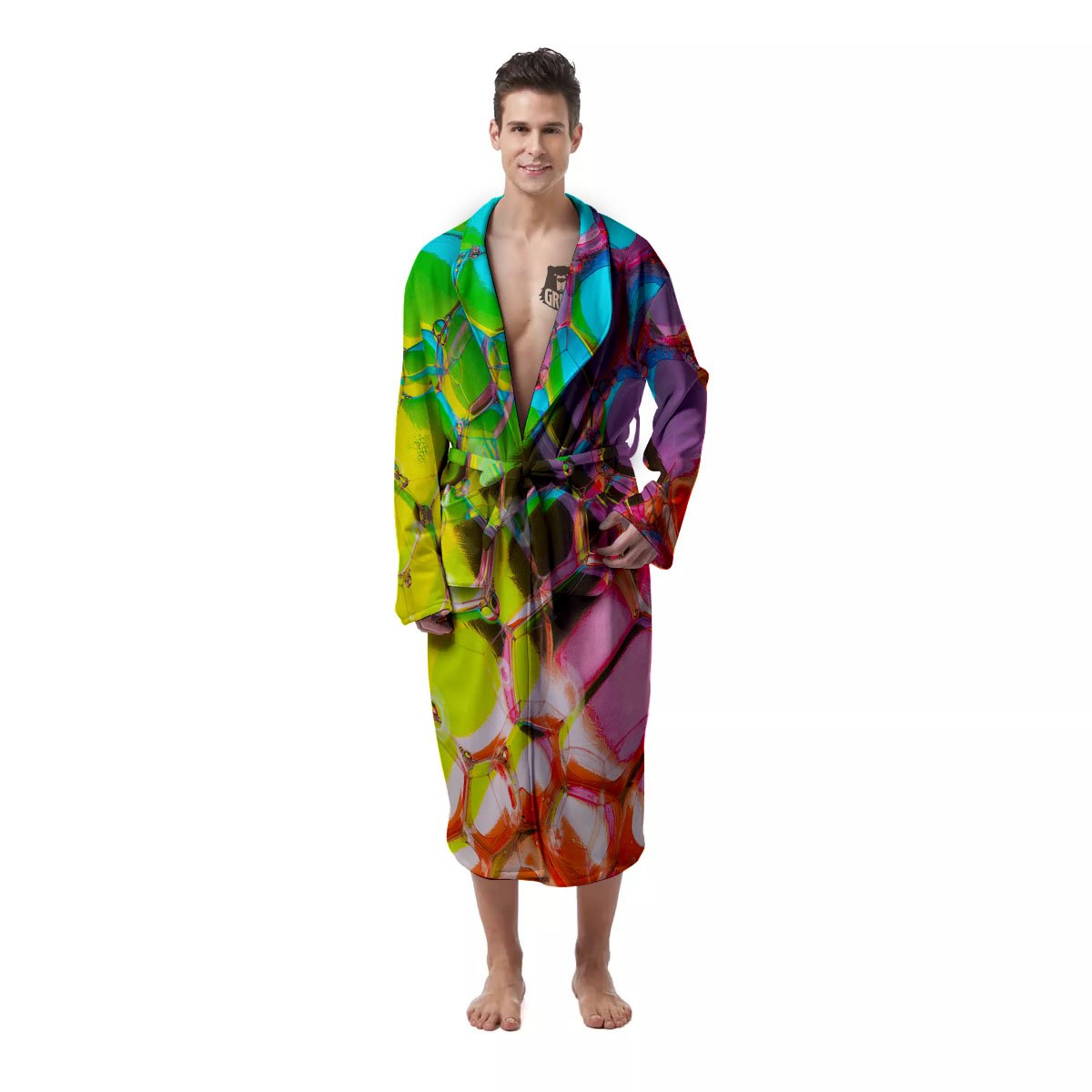 Bubble Soap Psychedelic Print Men's Robe-grizzshop