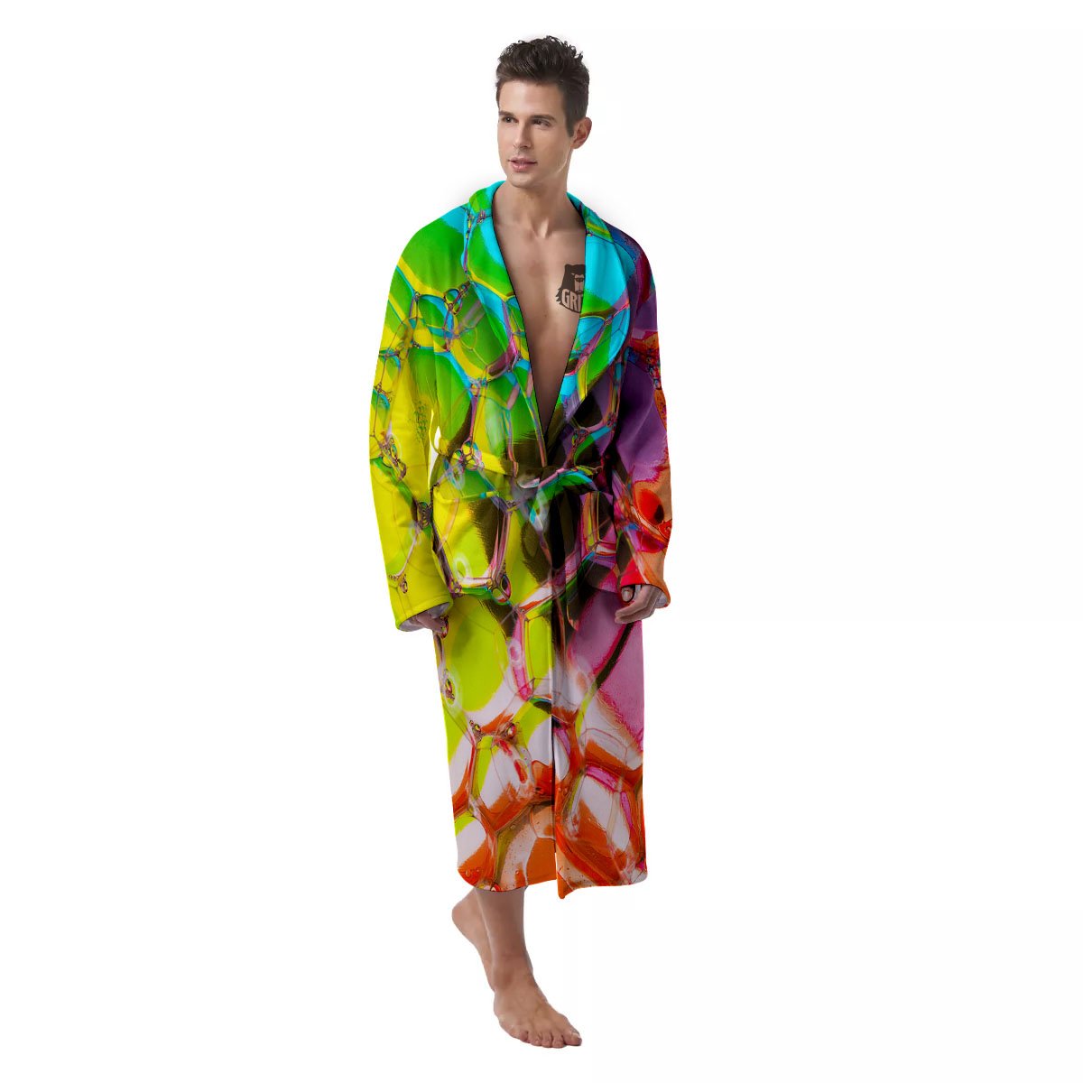 Bubble Soap Psychedelic Print Men's Robe-grizzshop