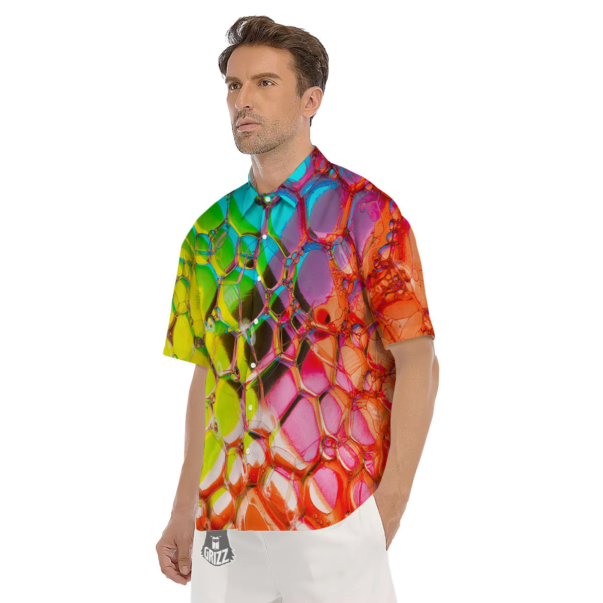 Bubble Soap Psychedelic Print Men's Short Sleeve Shirts-grizzshop