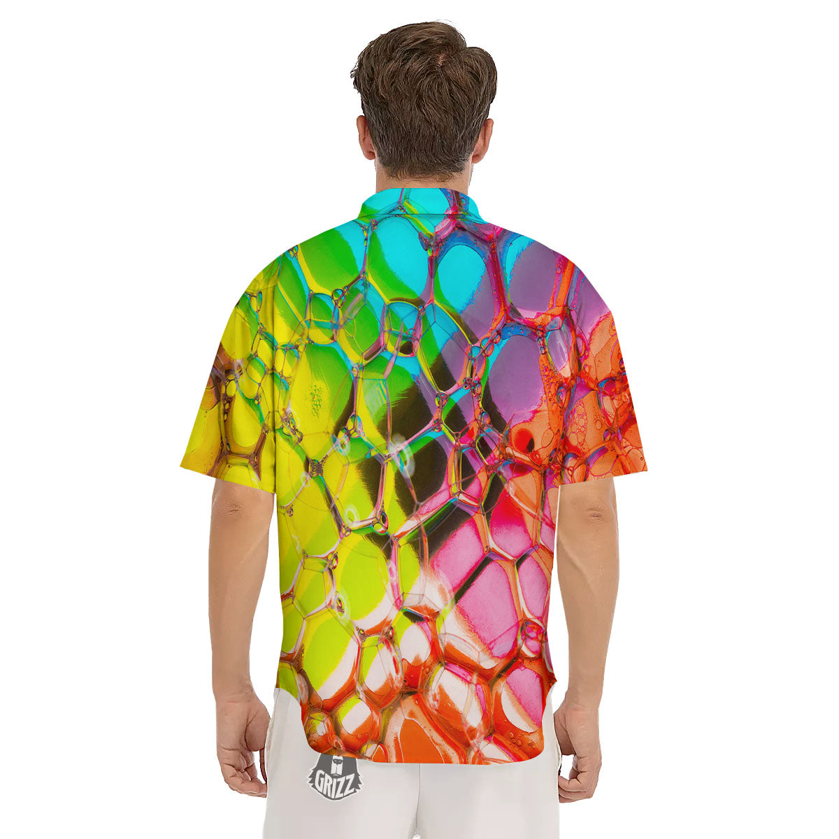 Bubble Soap Psychedelic Print Men's Short Sleeve Shirts-grizzshop