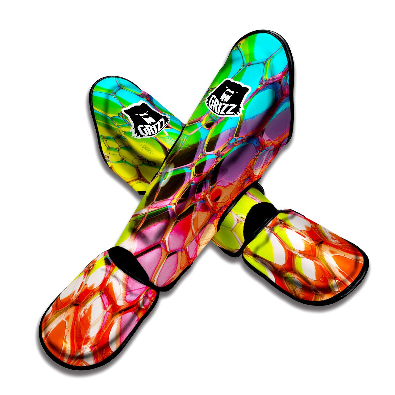 Bubble Soap Psychedelic Print Muay Thai Shin Guards-grizzshop