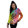 Bubble Soap Psychedelic Print Women's Bomber Jacket-grizzshop