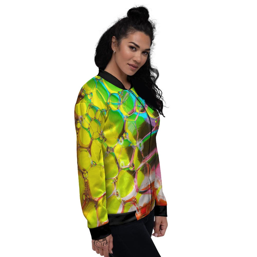 Bubble Soap Psychedelic Print Women's Bomber Jacket-grizzshop