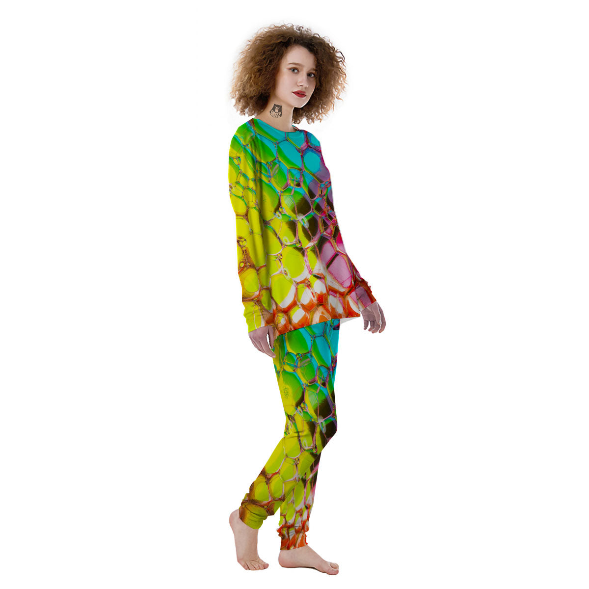 Bubble Soap Psychedelic Print Women's Pajamas-grizzshop