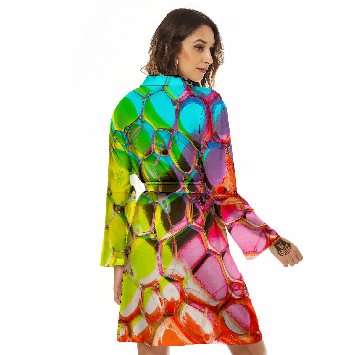 Bubble Soap Psychedelic Print Women's Robe-grizzshop