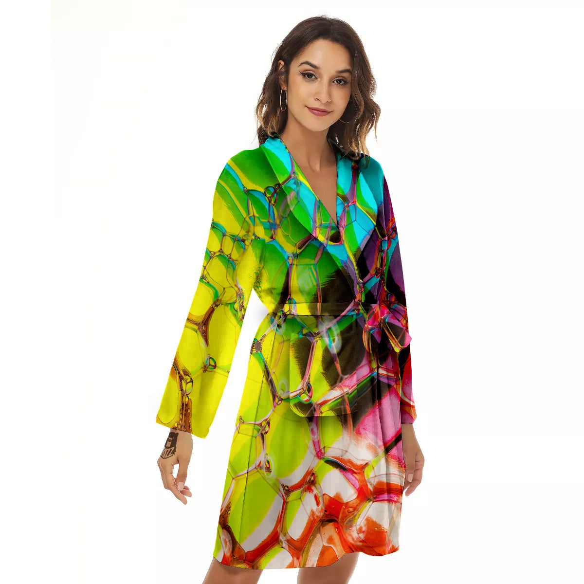 Bubble Soap Psychedelic Print Women's Robe-grizzshop