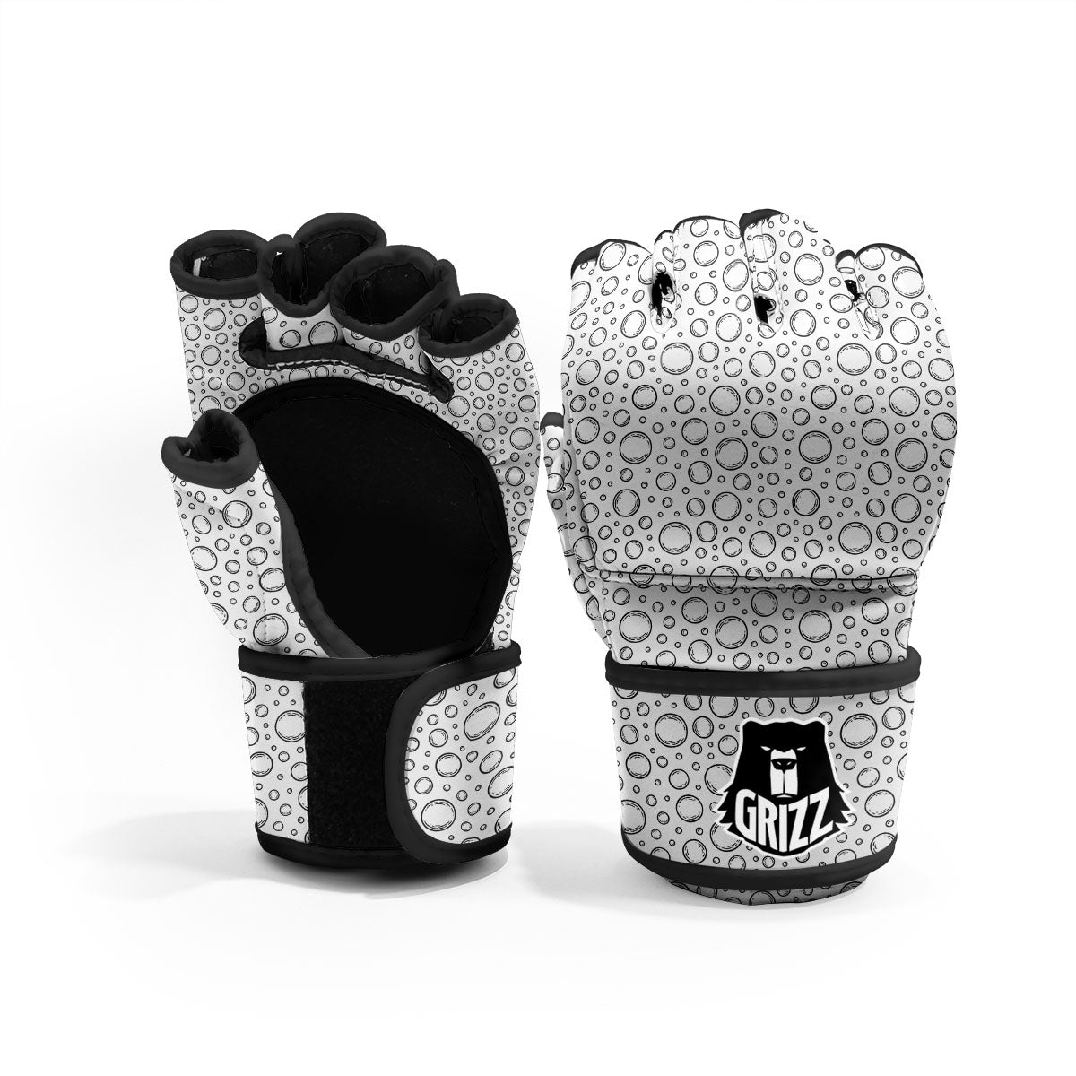 Bubble White And Black Print Pattern MMA Gloves-grizzshop